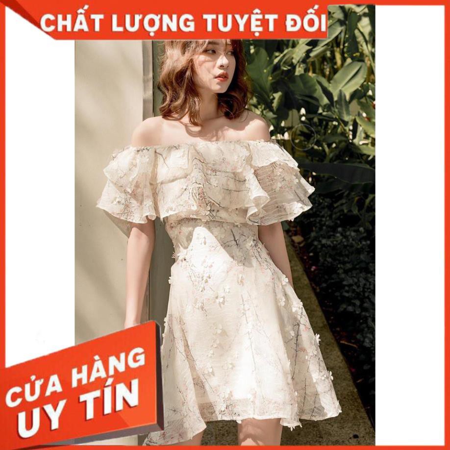 [Đầm dự tiệc] Váy đẹp trễ vai Windy Dress đính hoa dáng xòe sang chảnh [KÈM ẢNH THẬT]