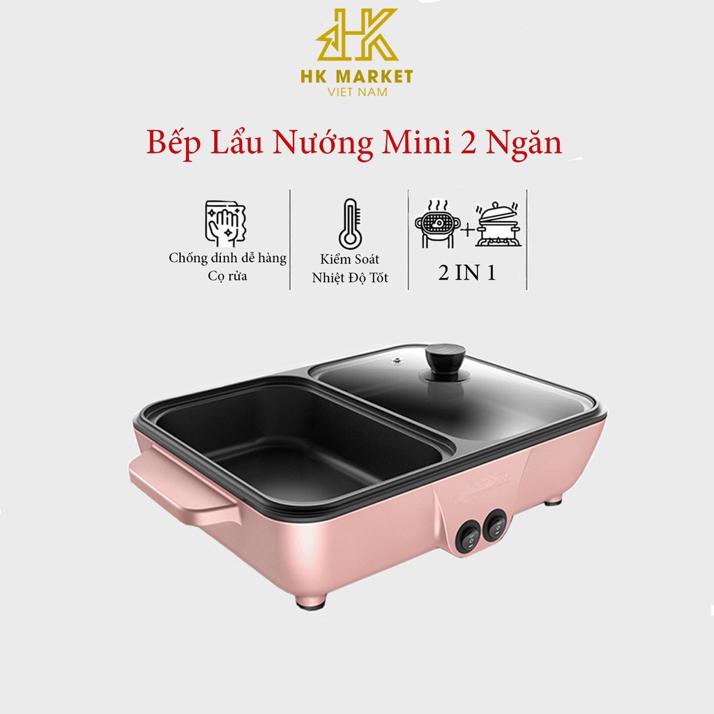 Nồi Lẩu Nướng Mini Hàn Quốc, Bếp Lẩu Nướng Đa Năng Cao Cấp Bảo Hành 3 Tháng