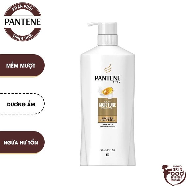 [740ml] Dầu Gội Dưỡng Ẩm Tóc Mềm Mượt Pantene Pro-V Daily Moisture Renewal Shampoo Shampooing