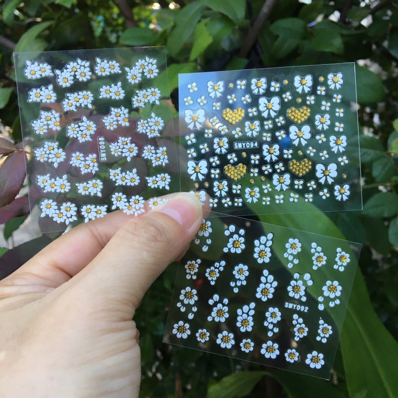 Sticker dán móng nail hoa cúc và hoa hồng 3d