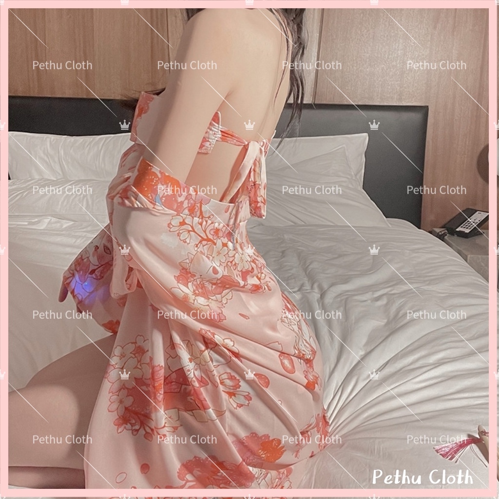 （Q1,HCM)❤️kimono Sexy❤️Đầm ngủ cosplay Nhật Bản nàng Váy ngủ ợi cảm bằng voan cát  mặc nhà--không vớ--003