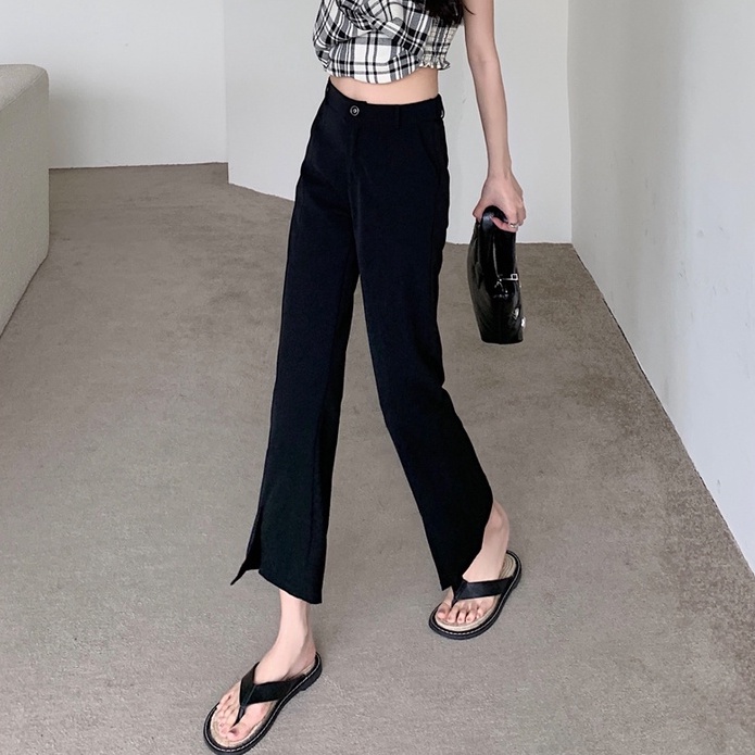 Quần Dài Ống Rộng Xẻ Tà Lưng Cao Thời Trang Mùa Hè 51978