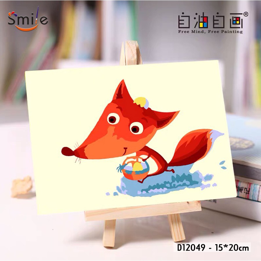 Tranh tô màu theo số cao cấp Smile FMFP 15x20cm Cáo con tinh nghịch D12049