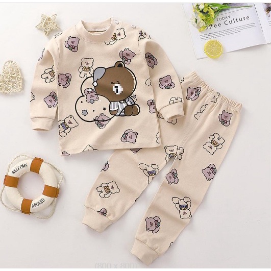 Bộ thu đông cho bé NINOKID1902 in hình ngộ nghĩnh cotton mềm và ấm, Bộ dài tay cho bé trai bé gái 1 2 3 4 tuổi