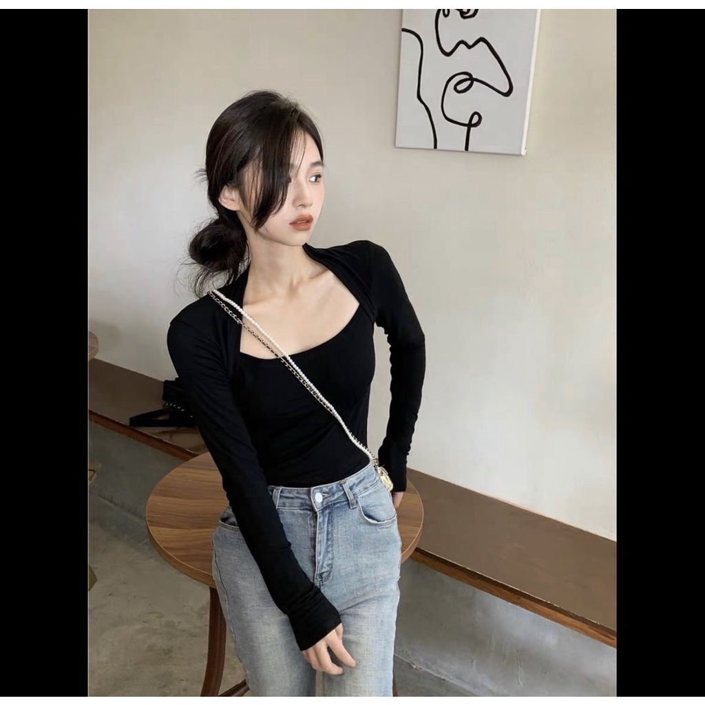 ÁO LEN TAY DÀI CỔ V NGƯỢC THIẾT KẾ