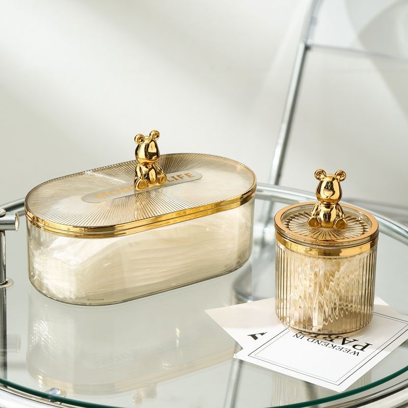 Hộp Đựng Tăm Bông / Mỹ Phẩm Để Bàn Tiện Lợi