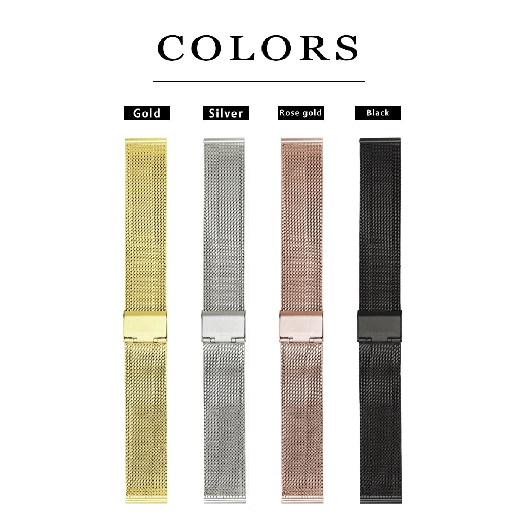 Stainless Steel Wristwatch Band Straps 12 14 16 18 19 20 21 22 24mm Quick Release Watchband Mesh Strap Fashion Comfortable Bands Rose Gold