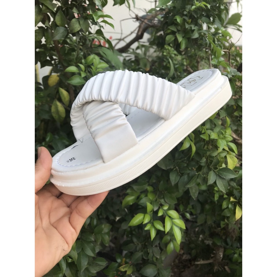 Dép nữ quai chéo bèo nhúm đế 3 cm siêu nhẹ,êm chân ,cực xinh hot 2022