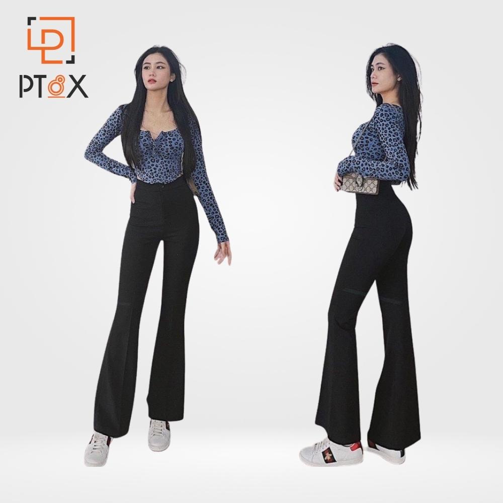 QUẦN 1 KHUY LƯNG CAO ỐNG LOE LEGGING DÁNG DÀI CHO NỮ