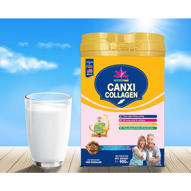 Sữa canxi bổ sung collagen cho người già Nutrikidgold canxi collagen lon 900g