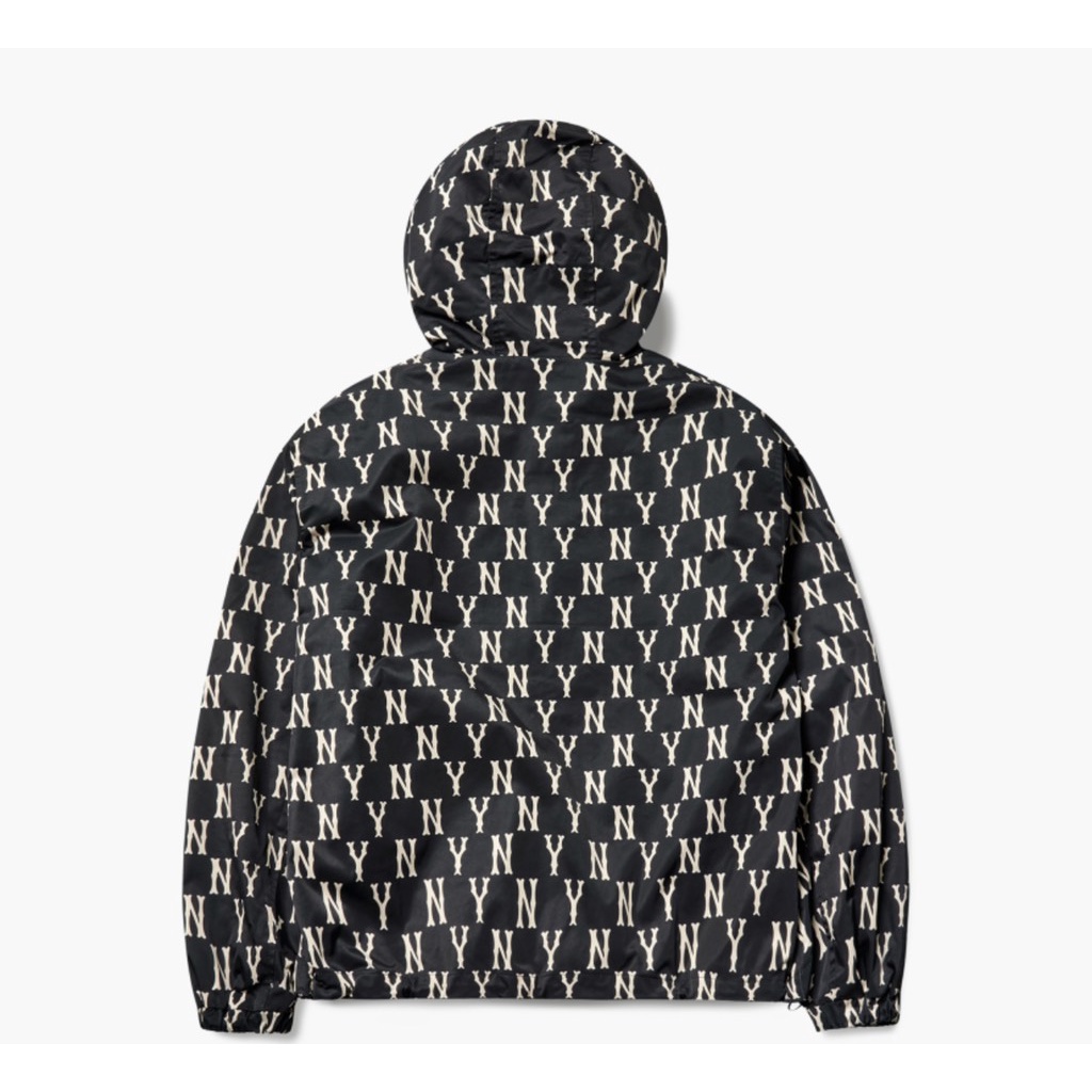 Áo gió MLB monogram đen Ny