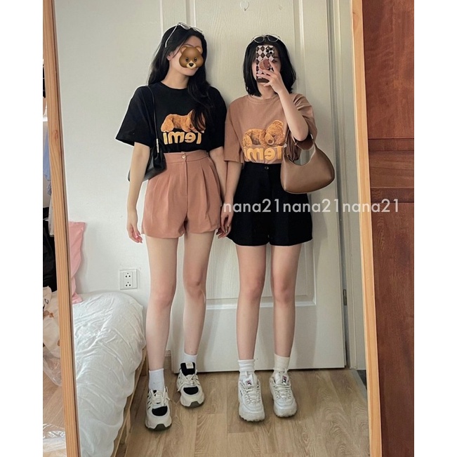 Quần short vải có lưng thun co giãn - hình thật