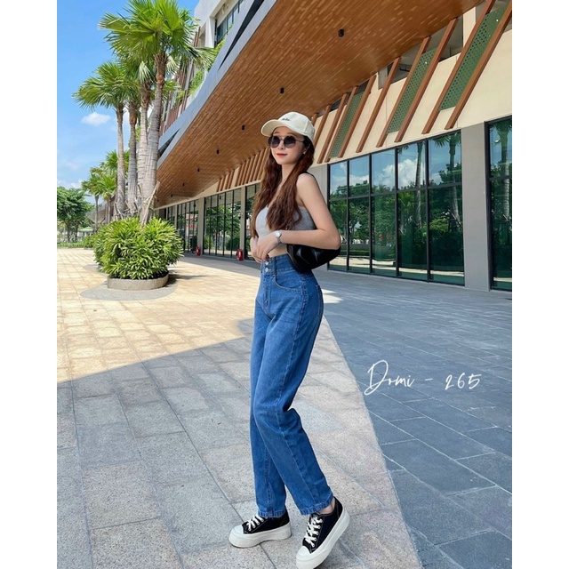 Quần baggy 2 nút lưng cao dài 95cm
