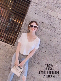 Áo thun cổ tim form rộng siêu xinh