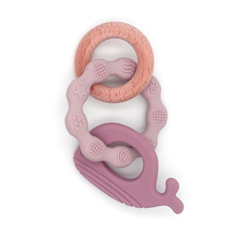 Vòng Tay Lục Lạc Đồ Chơi Ngậm Mọc Răng 3 Trong 1 Bằng Silicone Hình Cá Voi Dành Cho Trẻ Sơ Sinh
