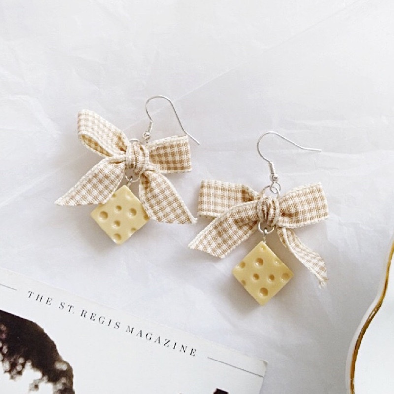Bông tai hình bánh qui và nơ tòng teng đáng yêu - Cotton.candyyy
