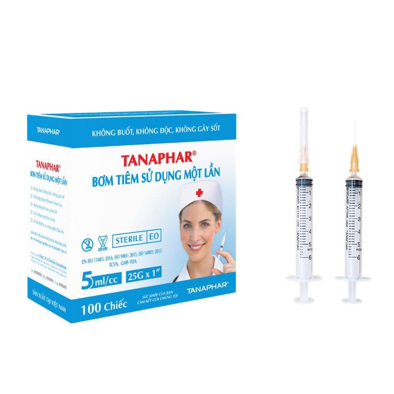 Bơm kim tiêm tiệt trùng TANAPHAR 1ml, 3ml, 5ml, 10ml