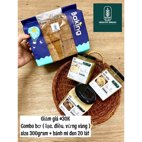 Combo bơ 300gr + bánh mì đen 20 lát ( đã giảm giá )