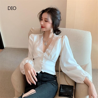 Áo Kiểu Phối Ren Dáng Ôm Gợi Cảm Quyến Rũ Thời Trang Mùa Thu Dành Cho Nữ