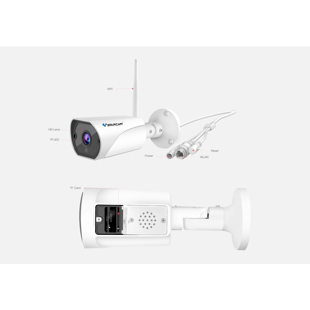 Camera Wifi IP ngoài trời C13S VStarcam 1080p 2MB, Báo động hú còi, Có ghi âm thanh, Chống nước (Bảo Hành 2 Năm)