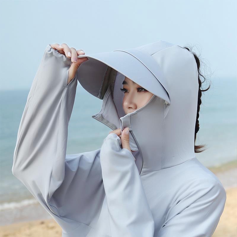 Áo chống nắng có túi ngực kèm mũ trùm đầu nhiều màu cho phụ nữ