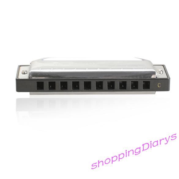 Mới Kèn Harmonica 10 Lỗ Bằng Kim Loại Mạ Bạc Wkp2