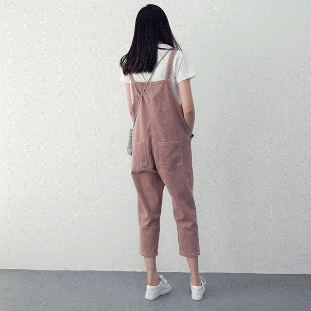 Hàng Sẵn_ Quần yếm nhung kẻ ulzzang phong cách hàn Quốc