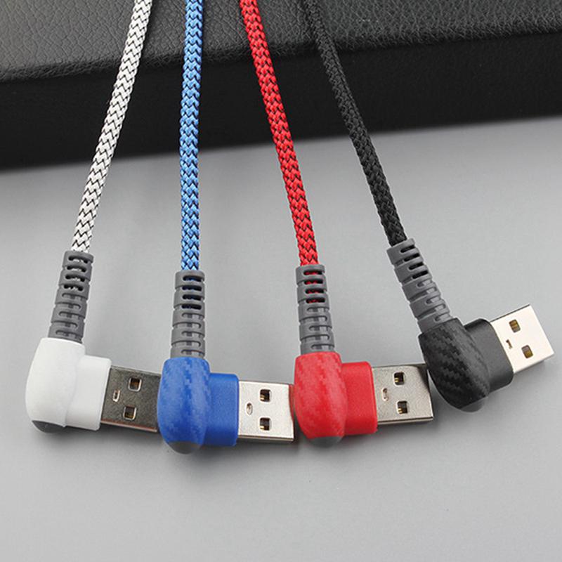 Nylon Braided Ultra Durable 90 Degree Android Charging Cable Right Angle Micro USB Charger Cable