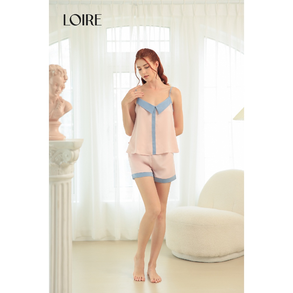 Bộ Đồ Ngủ Lụa Hai Dây Hồng Xanh Loirechic BDN17