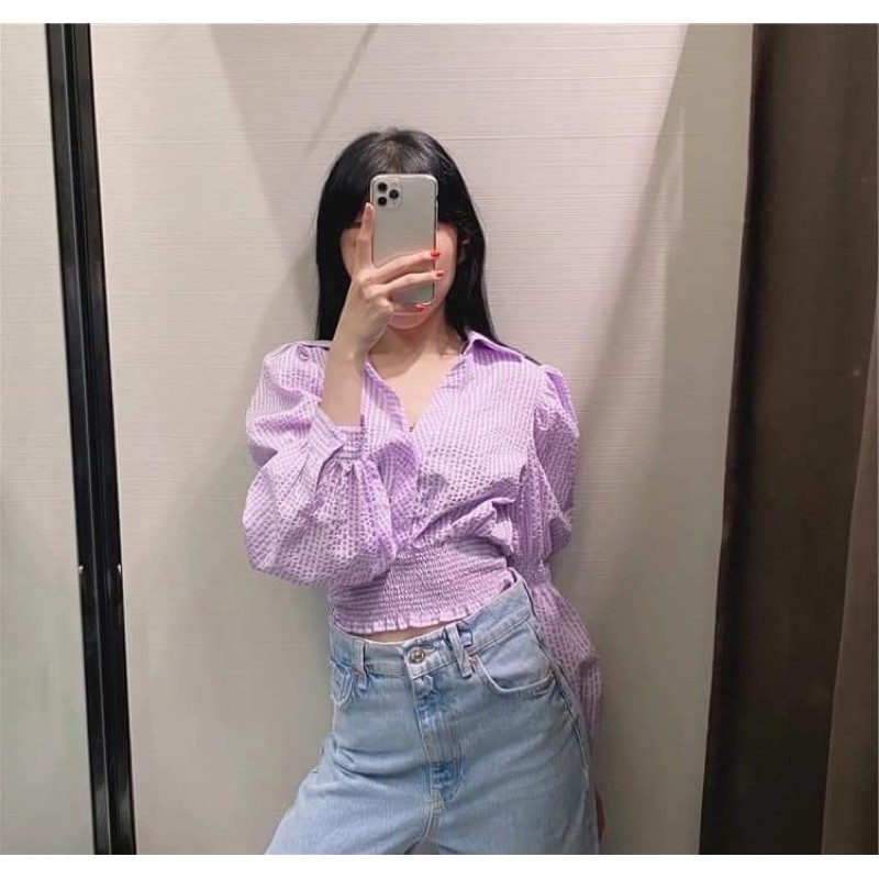 Áo sơ mi kẻ tím tuồn