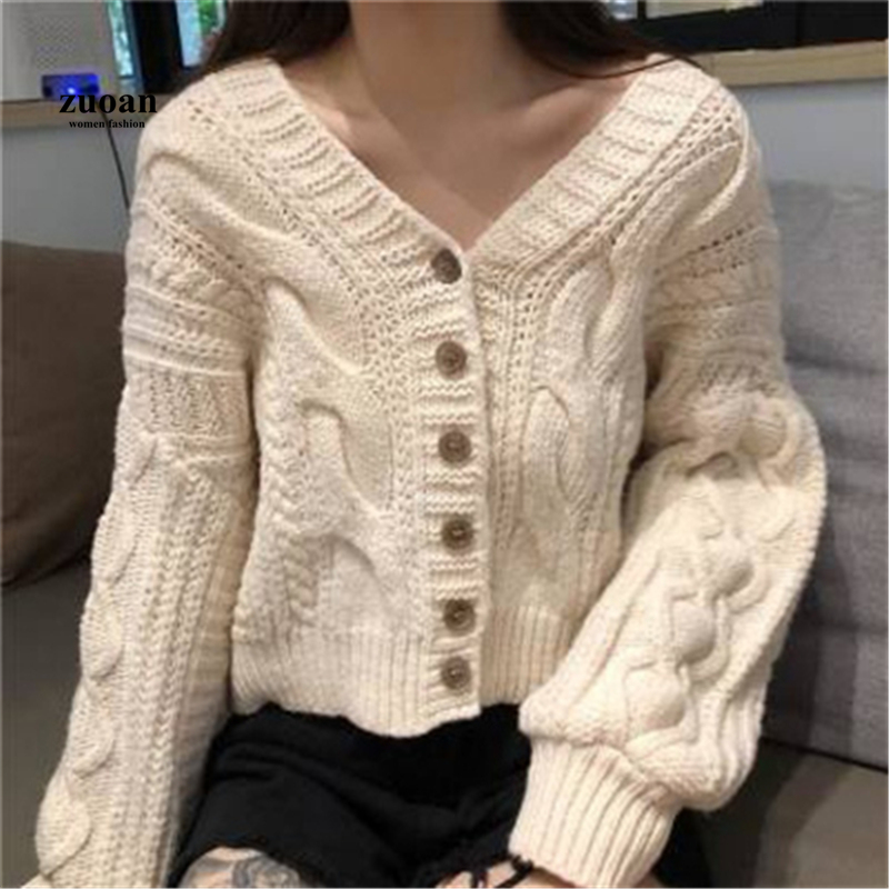 SUXI Áo Cardigan Dệt Kim Dáng Rộng Cổ Chữ V Phong Cách Retro Hàn Quốc Thời Trang Cho Nữ