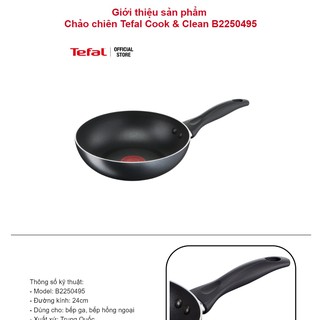 Chảo chiên Tefal Cook & Clean B2250495 24cm. Sản phẩm chính hãng do Tefal phân phối