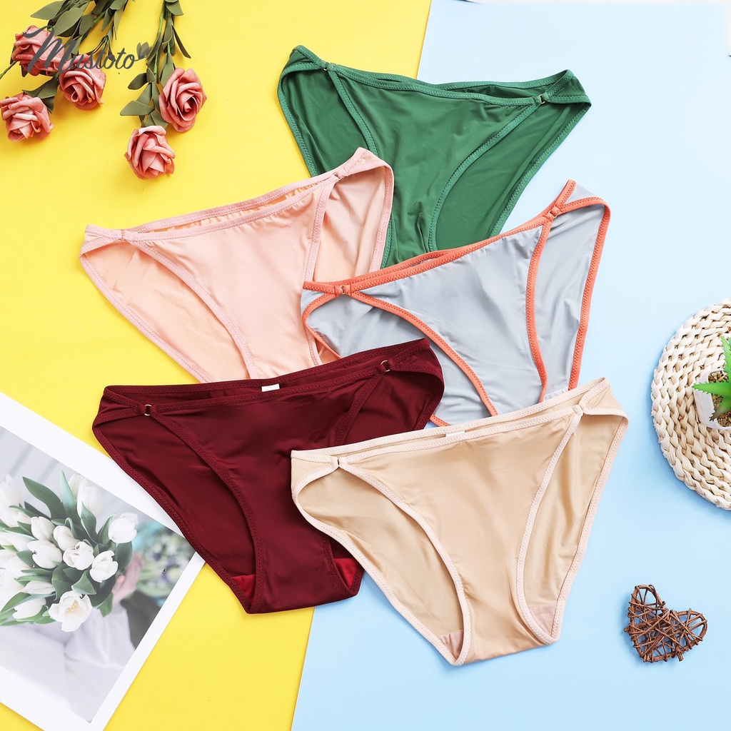 Combo 5 Quần Lót Nữ Trơn Lưng Thấp SnapDagron A (Mustoto MQ01) (Đỏ vang, Hồng Cam, Da Đậm, Xám Đậm, Xanh Lá)