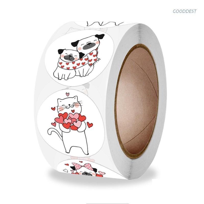 Cuộn 500 Nhãn Dán Hình Động Vật Hoạt Hình Đáng Yêu