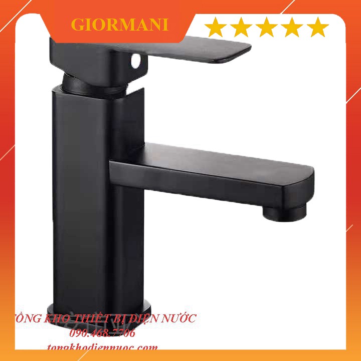 Vòi rửa mặt, Vòi lavabo nóng lạnh cao cấp SNL34 (vuông đen) tặng đôi dây cấp inox