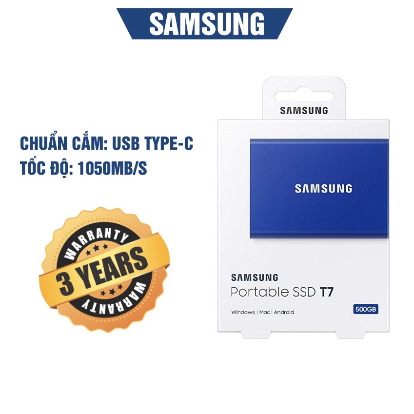 Ổ cứng di động SSD Samsung T7 500GB Màu Xanh