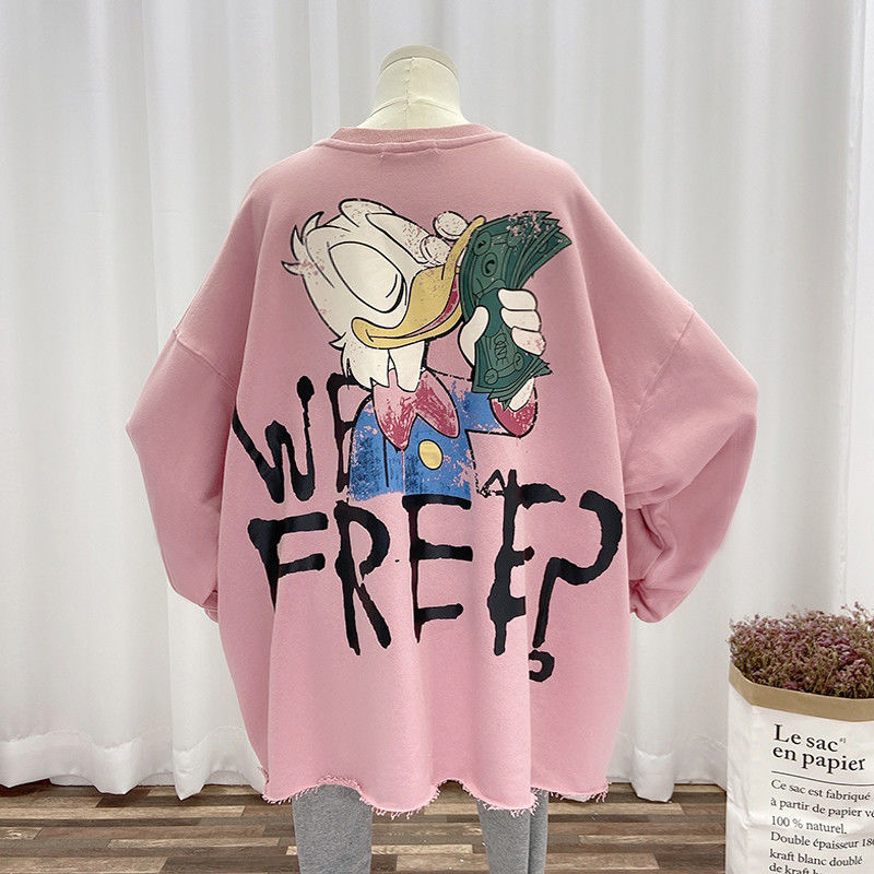 2020 new Korean women clothes version of autumn tops round neck Tees printing loose long-sleeved outerwear sweater jacket | WebRaoVat - webraovat.net.vn