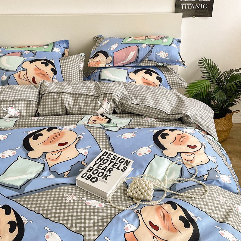 Set chăn ga gối cotton poly - Mẫu Shyn bút chì.