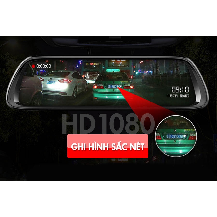 Camera hành trình G10 Max Full HD Trước + Sau 1080P hỗ trợ GPS màn hình gương cảm ứng hiện đại