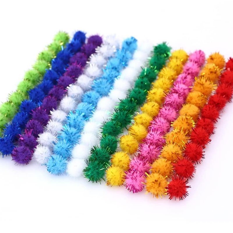 (siêu rẻ) quả pom pom (bông) trơn hoặc Xù kim tuyến làm đồ handmade, đồ chơi thủ công cho bé, kẹp tóc, lọ hoa , phụ kiện