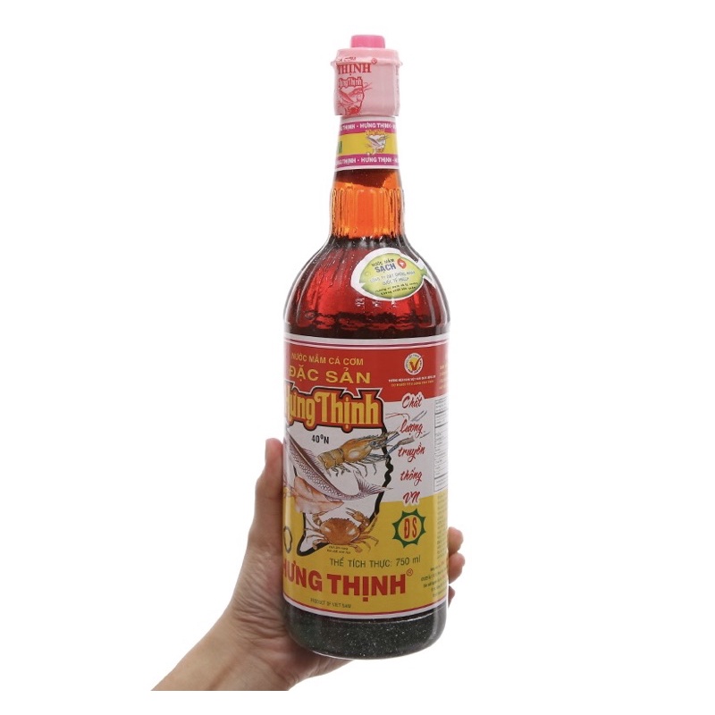 Nước Mắm Hưng Thịnh 40 độ đạm  750ml, nước mắm cá cơm, nước mắm đặc sản