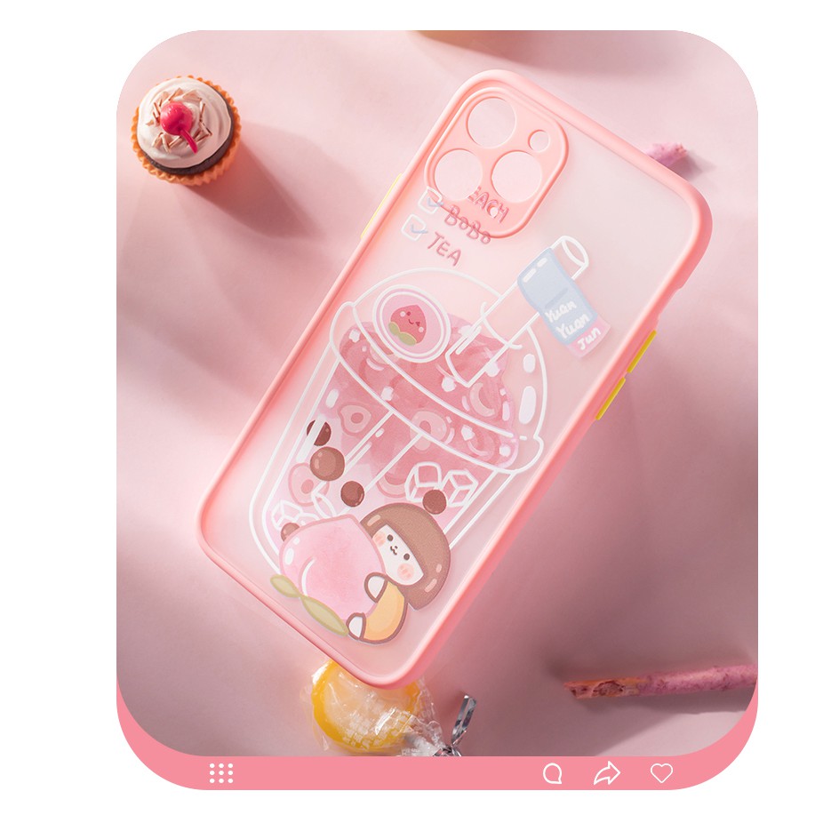 Ốp lưng iphone viền nhám Trà sữa Yuanyuanjun bảo vệ camera 6/6plus/7plus/8plus/x/xs/xs max/11/11promax DT05- Dino case