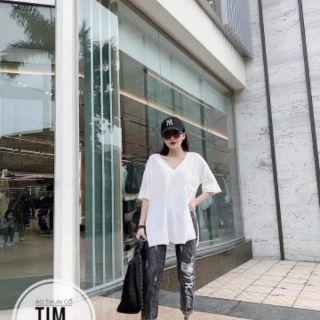 ÁO THUN BIGSIZE CỔ TIM XẺ TÀ A86