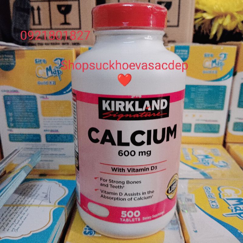 Kirkland Calcium 600mg With Vitamin D3 giúp xương chắc khỏe, chống loãng xương .