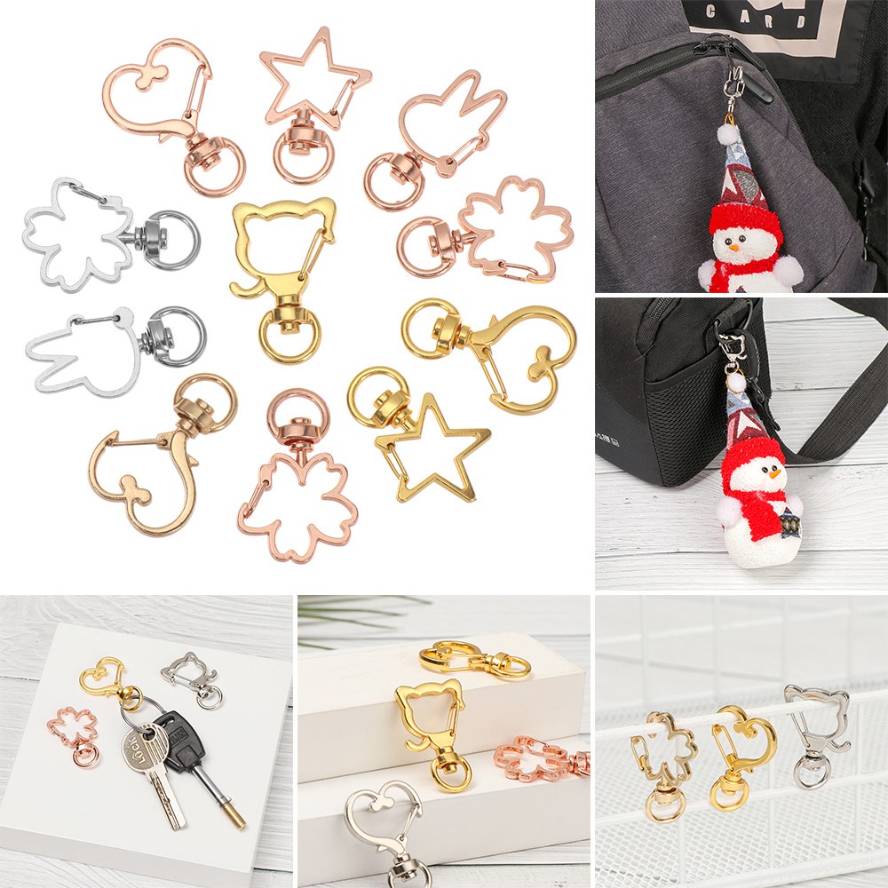 Set 5 móc khóa tôm hùm bằng kim loại dùng làm vòng cổ/móc khóa DIY mới