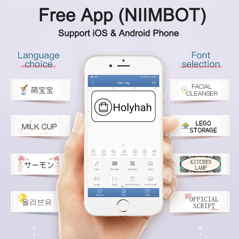 Máy in nhãn bằng nhiệt Niimbot D11 kết nối không dây Bluetooth cho điện thoại Android / IOS | BigBuy360 - bigbuy360.vn