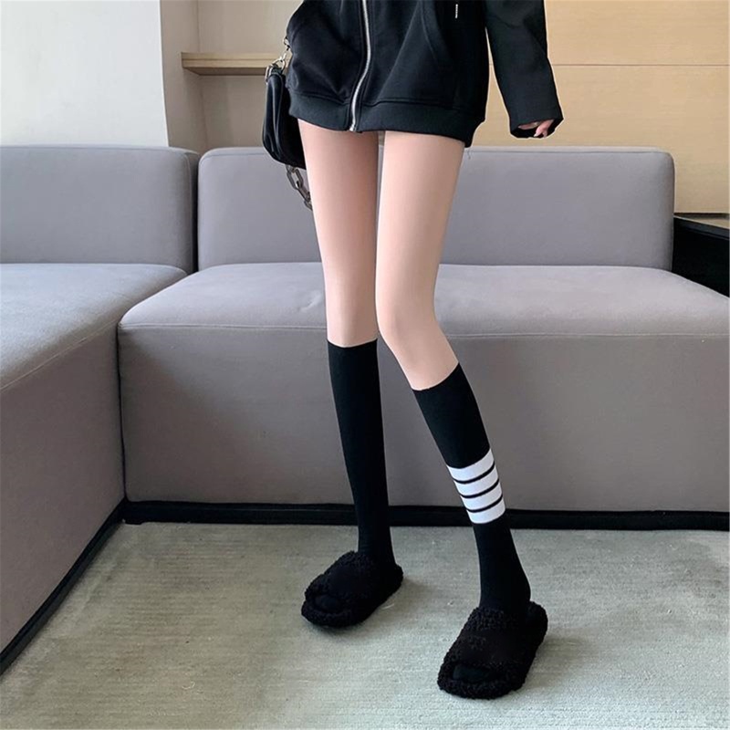 XIXI Quần Tất Lụa Mỏng Lưng Cao Co Giãn Họa Tiết Kẻ Sọc Gợi Cảm Cho Nữ