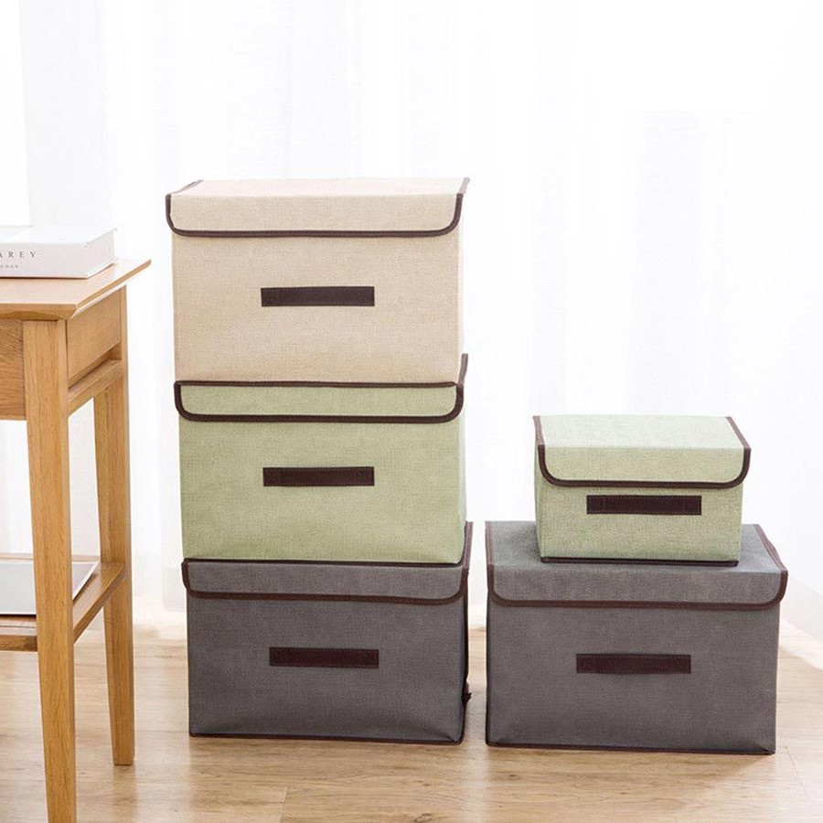 Hộp vải đựng quần áo đồ lót combo 2 hộp đa năng tiện dụng có nắp đậy