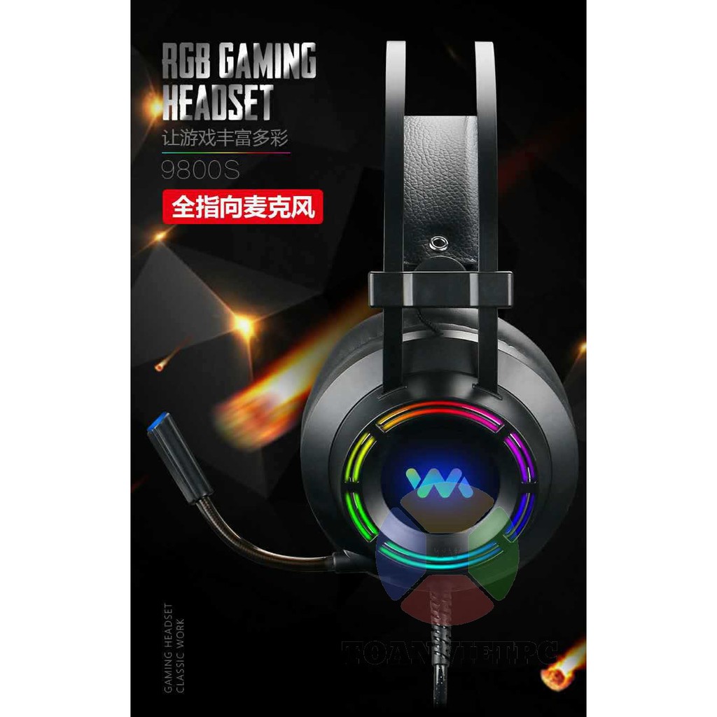 [CHUYÊN GAME] Tai Nghe Wangming 9800S Led RGB Chuyên Game Văn Phòng Có Mic Chất Lượng Cao Mẫu Đẹp