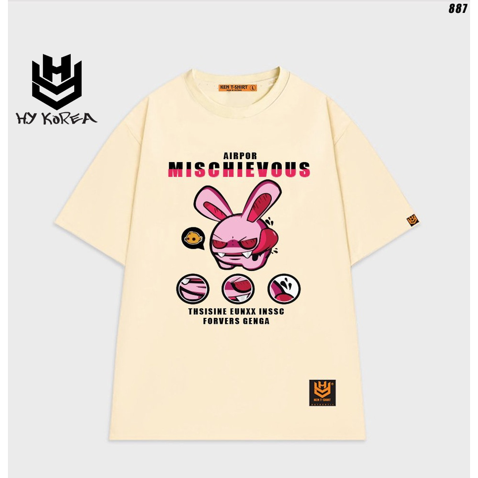 Áo thun nam nữ Thỏ hồng Mischievous 887 HY KOREA unisex